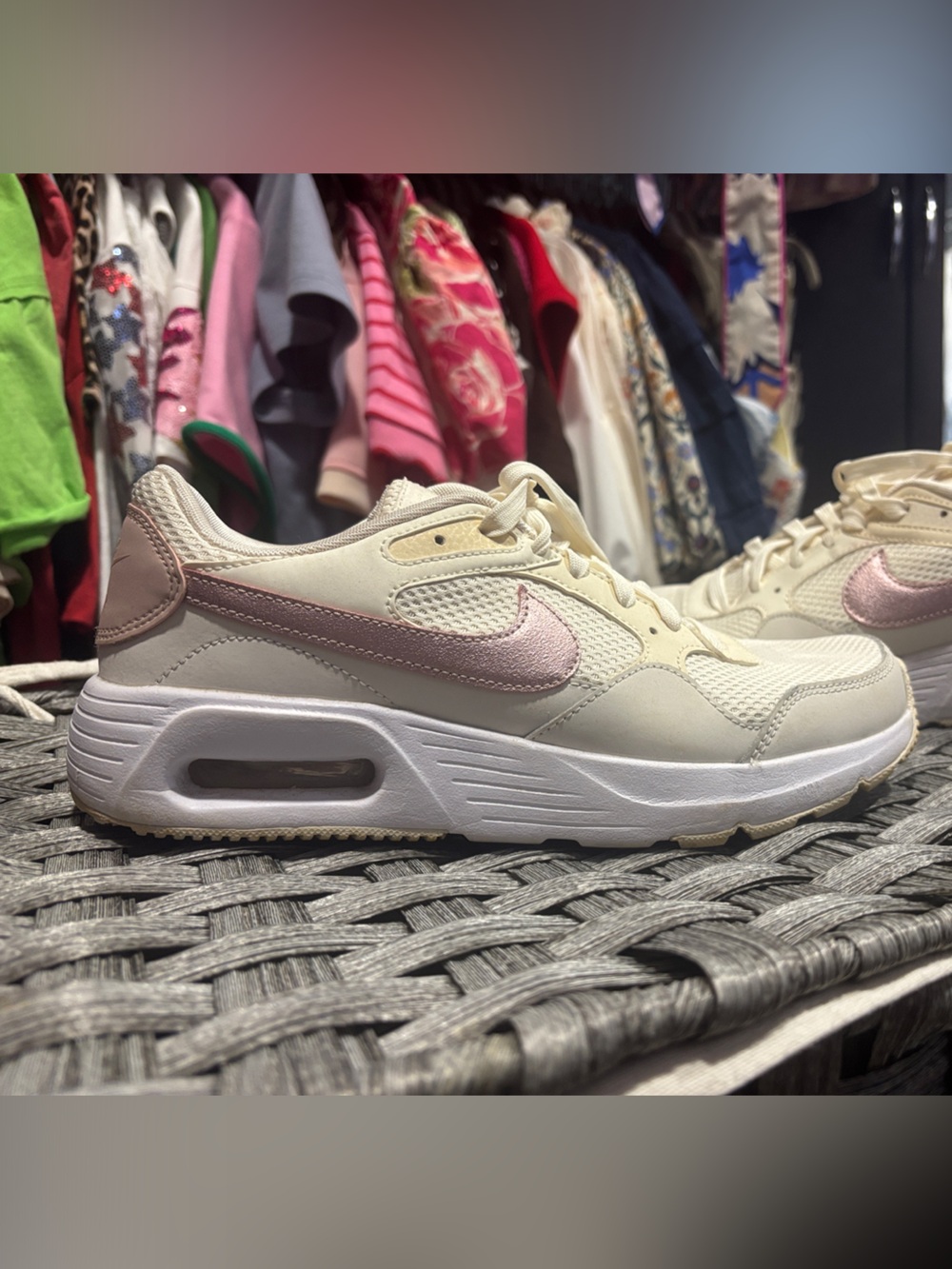 Nike Women’s Cream and Light Pink Air Max-Style Sneaker